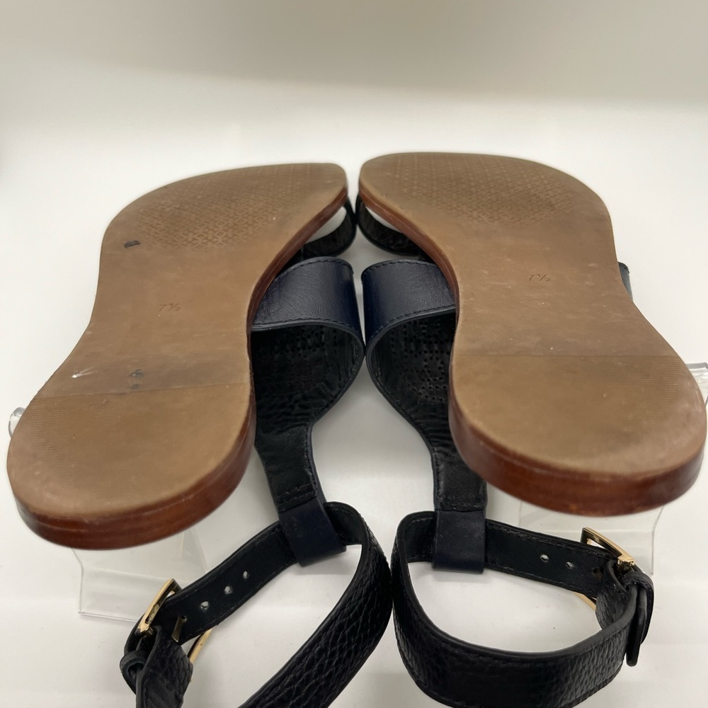 Tory Burch Perforated Logo Flat Sandal Black 7.5 - Picture 8 of 12